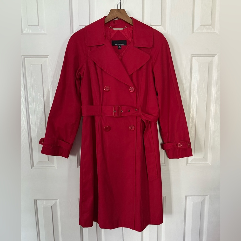 Jones New York Bold Red Trench Coat